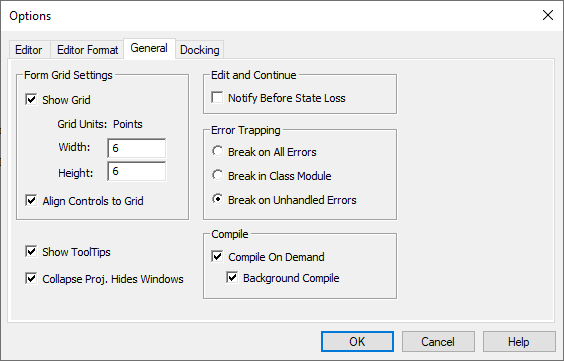 Error Trapping Options