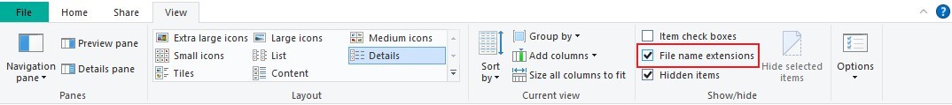Show File Extensions