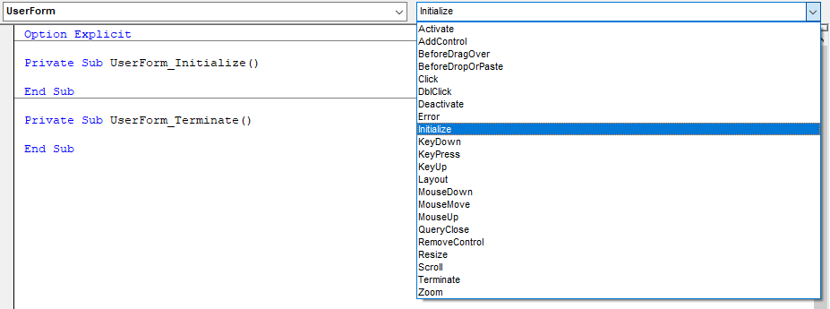 UserForm Procedure Box